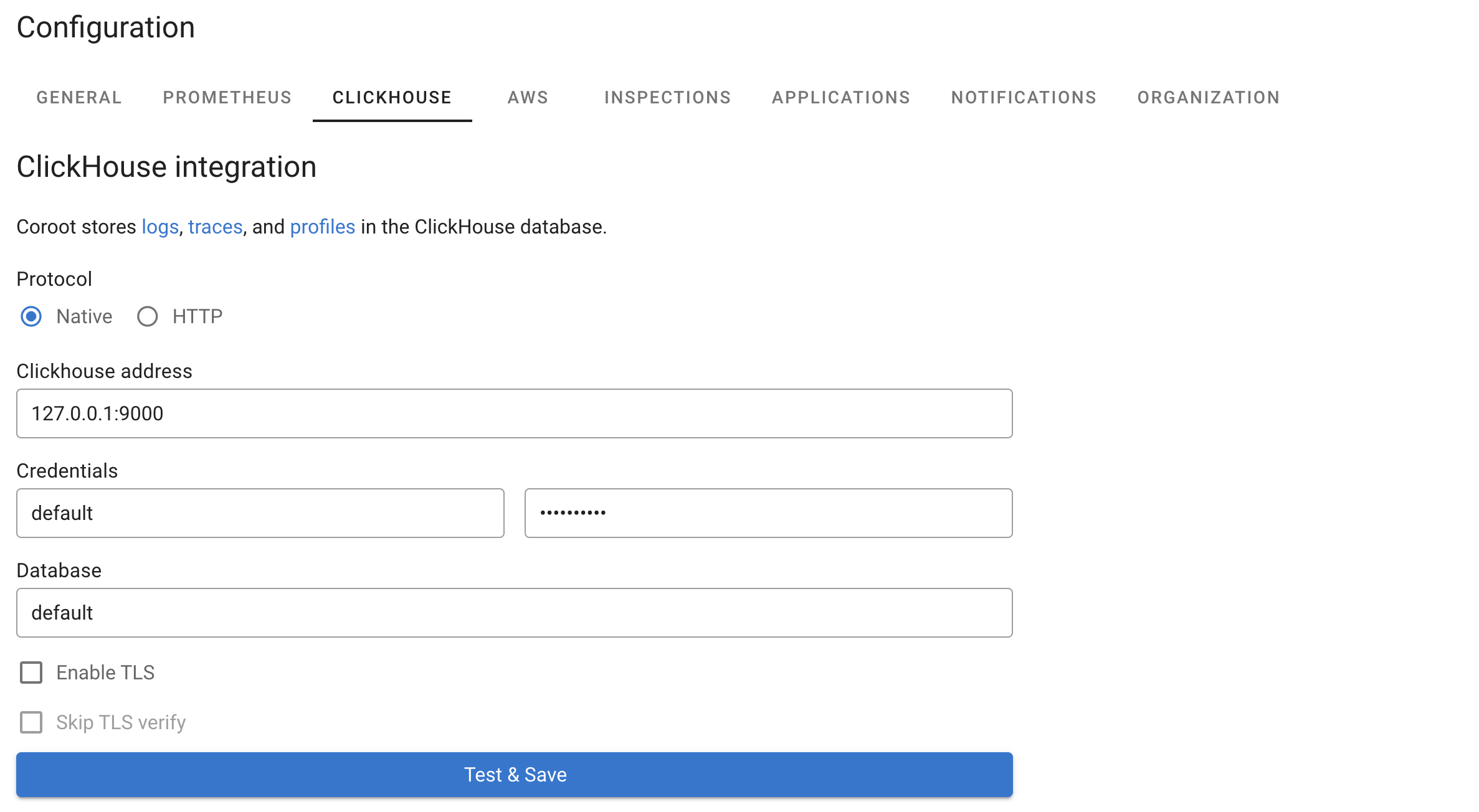 ClickHouse configuration