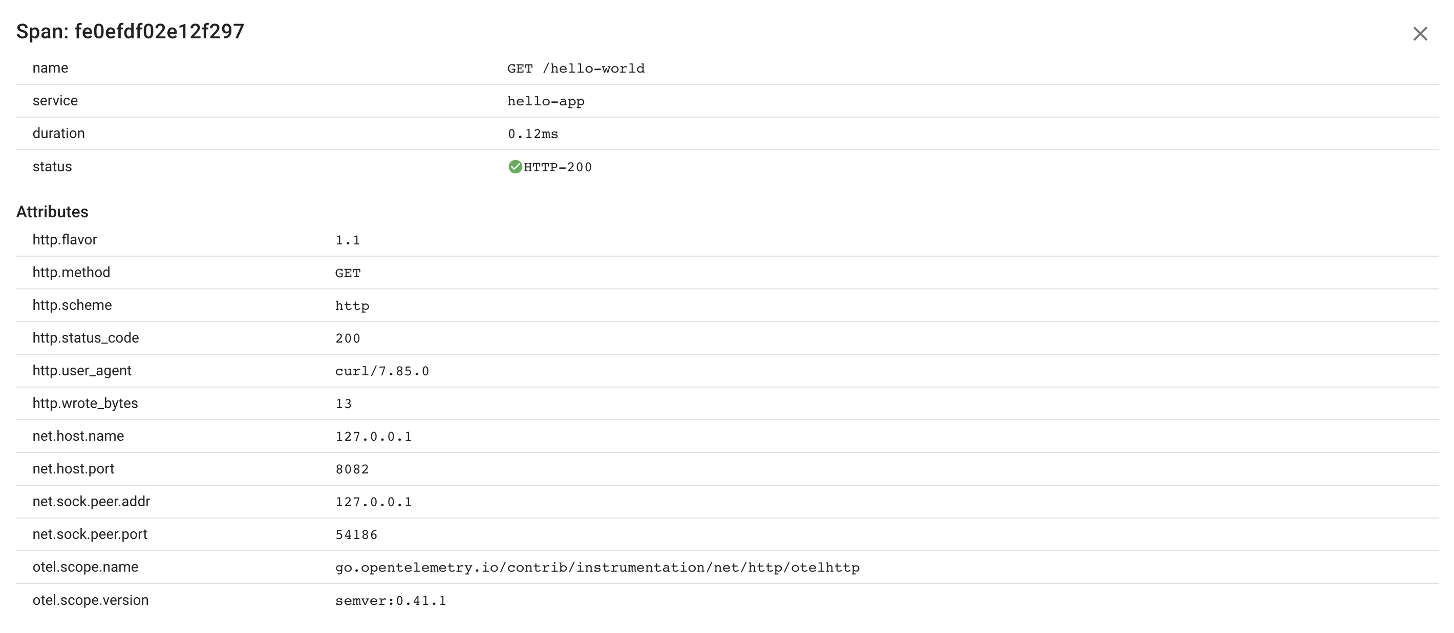 Go HTT Server Span Attributes