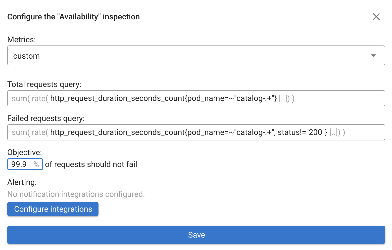 Custom Availability SLO