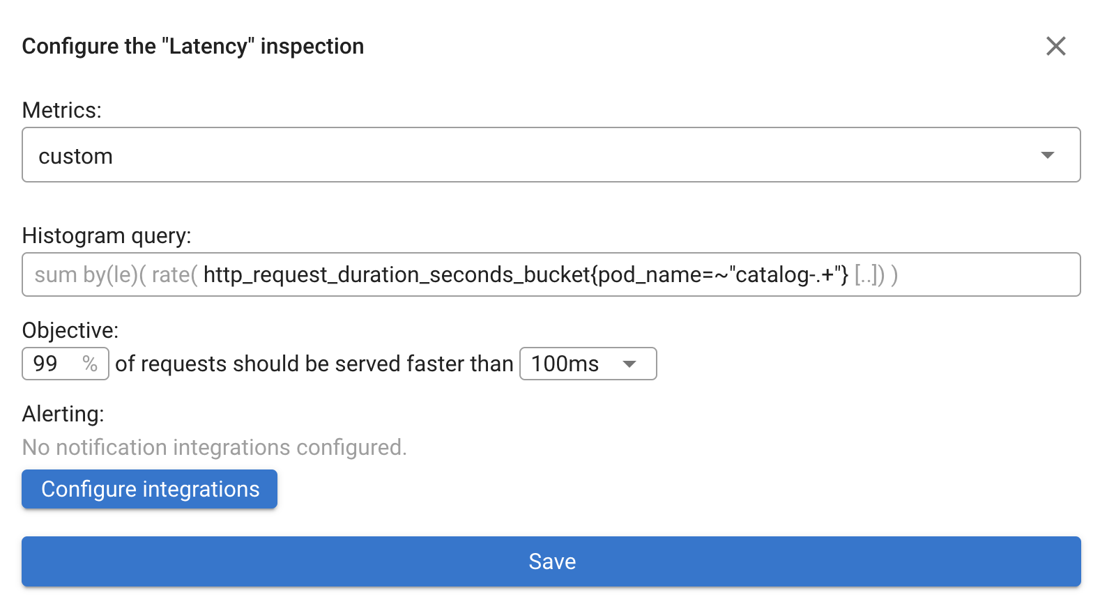 Custom Latency SLO