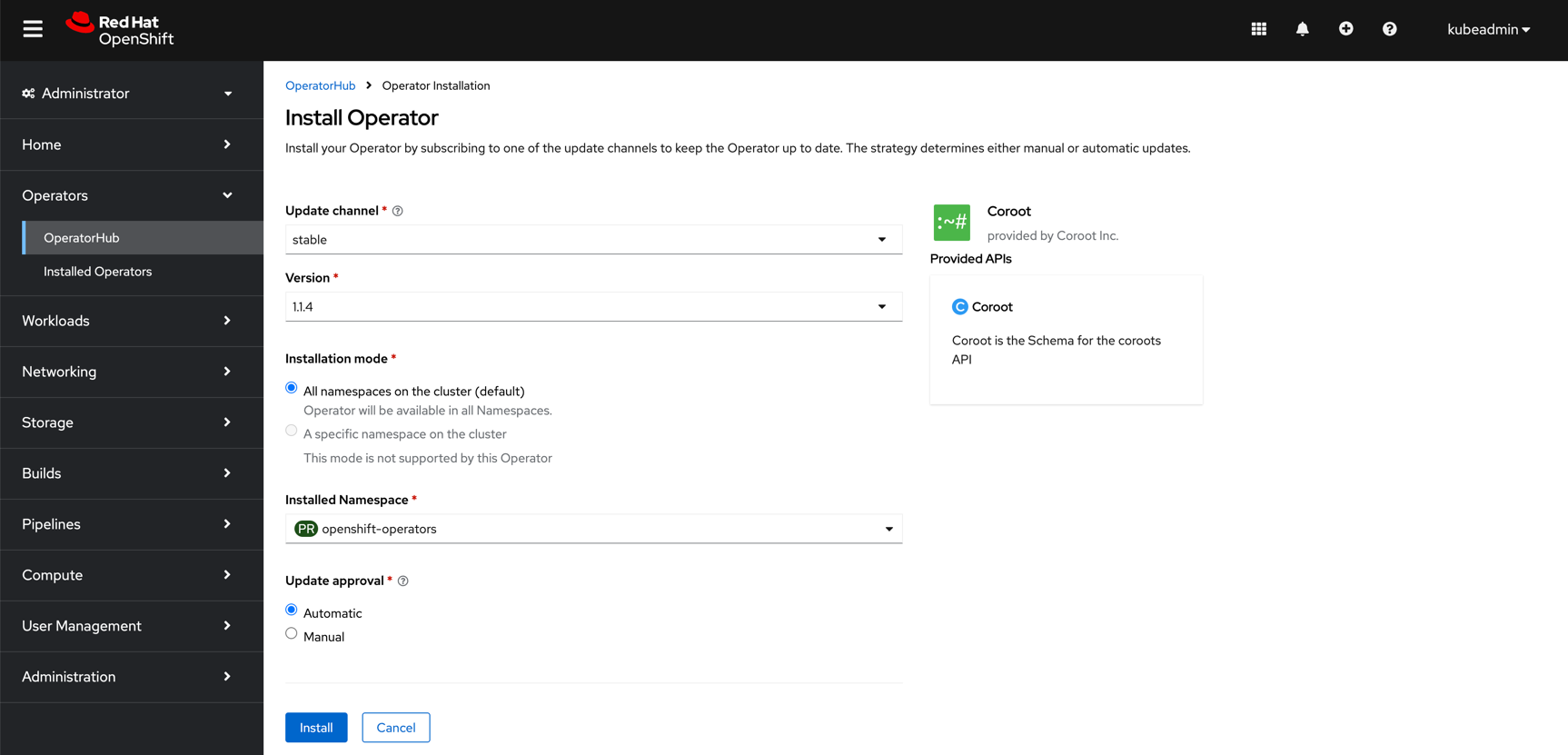 Operator Configure