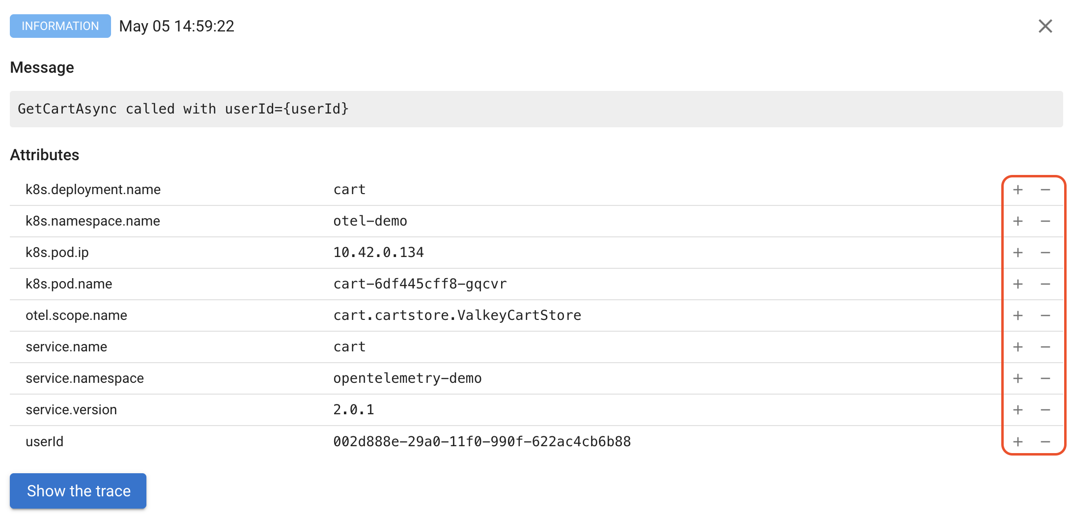 Coroot Log Filtering