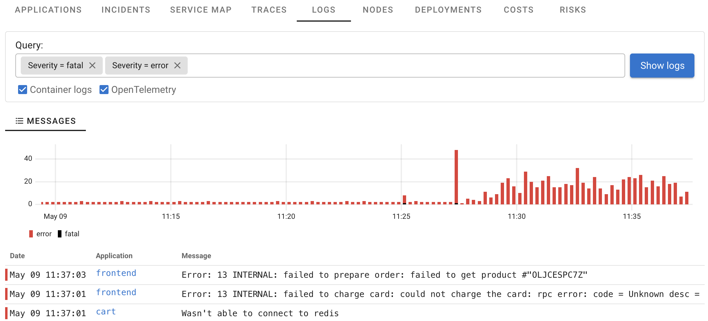 Coroot Log Monitoring