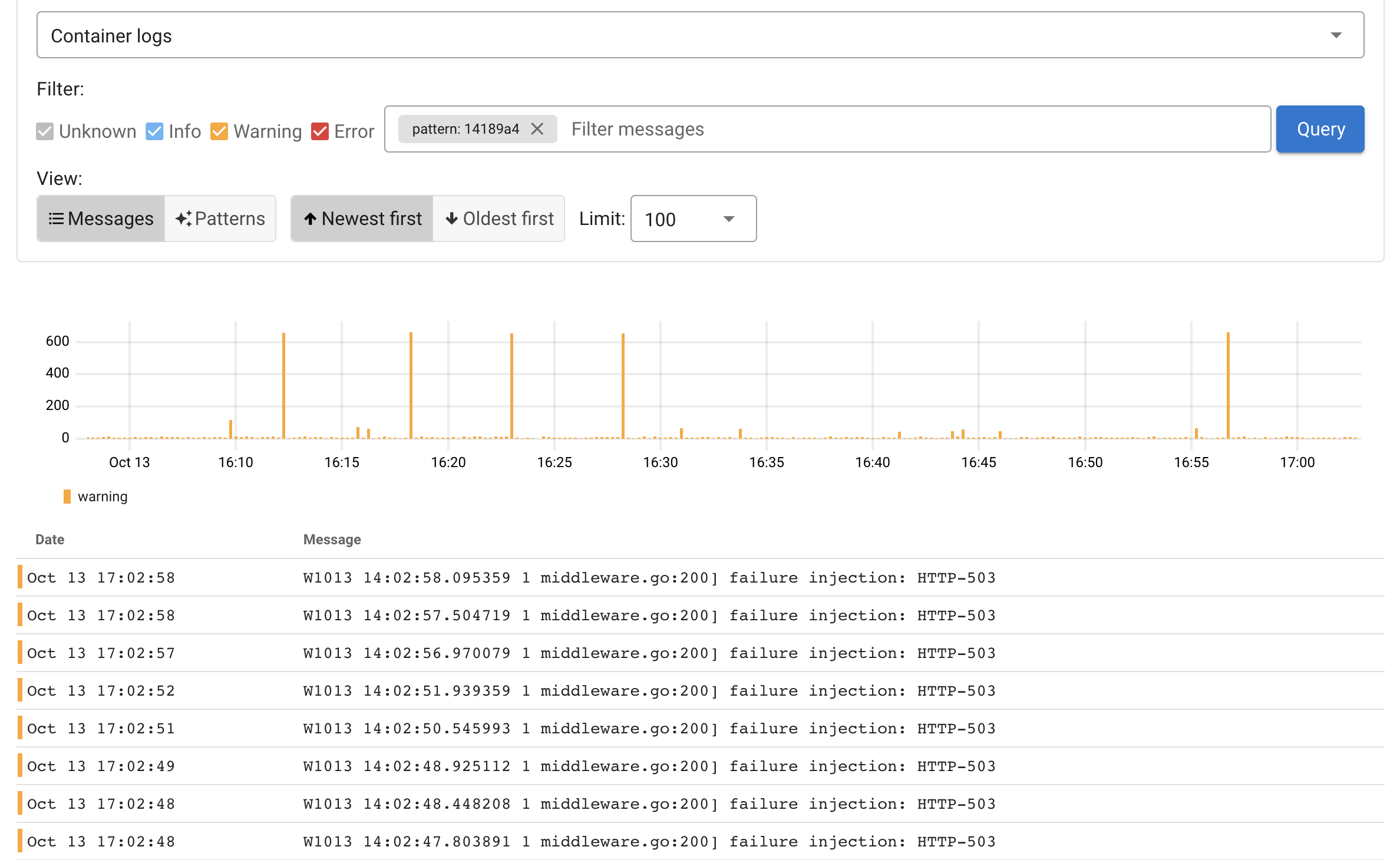 Log pattern messages