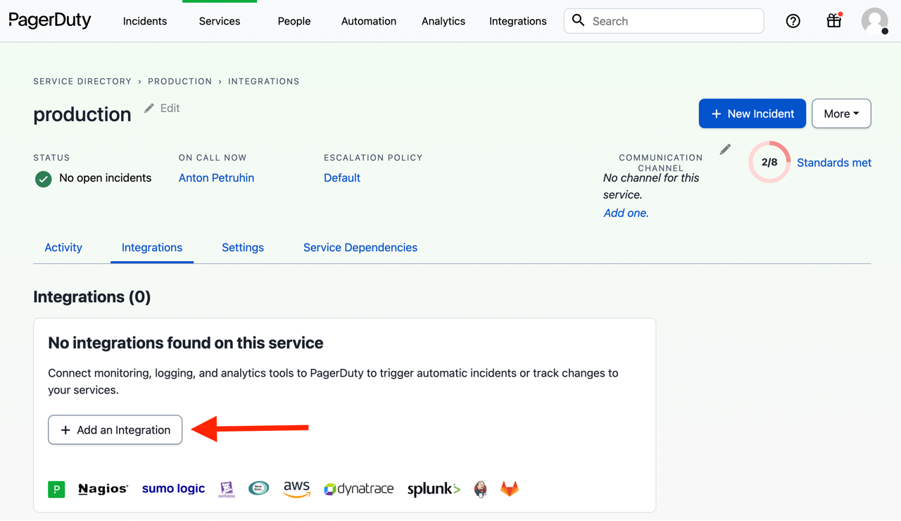 Pagerduty add integration