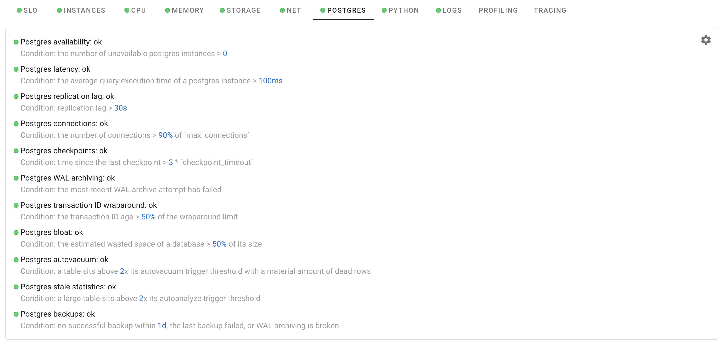 Postgres checks